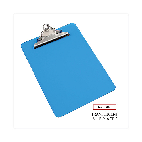 Universal Plastic Clipboard with High Capacity Clip, 1.25" Clip Capacity, Holds 8.5 x 11 Sheets, Translucent Blue (UNV40307)