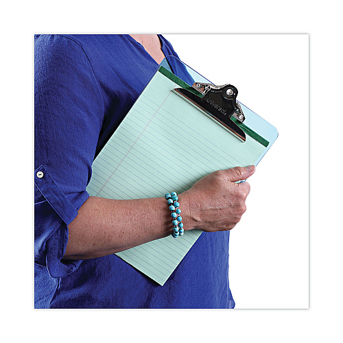 Universal Plastic Clipboard with High Capacity Clip, 1.25" Clip Capacity, Holds 8.5 x 11 Sheets, Translucent Blue (UNV40307)