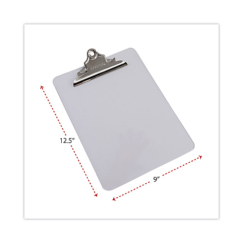 Universal Plastic Clipboard with High Capacity Clip, 1.25" Clip Capacity, Holds 8.5 x 11 Sheets, Clear (UNV40308)