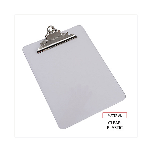 Universal Plastic Clipboard with High Capacity Clip, 1.25" Clip Capacity, Holds 8.5 x 11 Sheets, Clear (UNV40308)