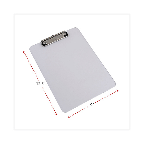 Universal Plastic Clipboard with Low Profile Clip, 0.5" Clip Capacity, Holds 8.5 x 11 Sheets, Clear (UNV40310)