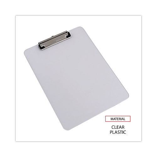 Universal Plastic Clipboard with Low Profile Clip, 0.5" Clip Capacity, Holds 8.5 x 11 Sheets, Clear (UNV40310)
