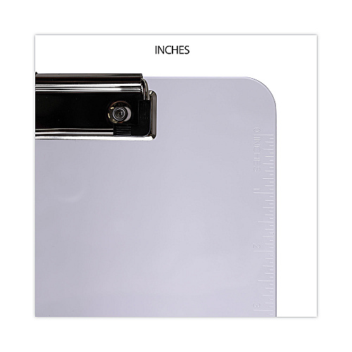 Universal Plastic Clipboard with Low Profile Clip, 0.5" Clip Capacity, Holds 8.5 x 11 Sheets, Clear (UNV40310)