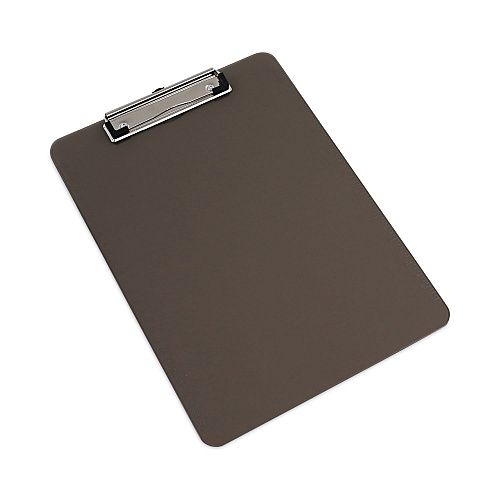 Universal Plastic Clipboard with Low Profile Clip, 0.5" Clip Capacity, Holds 8.5 x 11 Sheets, Translucent Black (UNV40311)