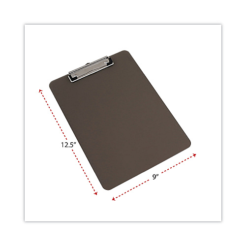 Universal Plastic Clipboard with Low Profile Clip, 0.5" Clip Capacity, Holds 8.5 x 11 Sheets, Translucent Black (UNV40311)