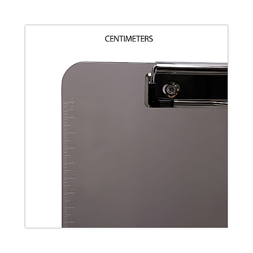 Universal Plastic Clipboard with Low Profile Clip, 0.5" Clip Capacity, Holds 8.5 x 11 Sheets, Translucent Black (UNV40311)