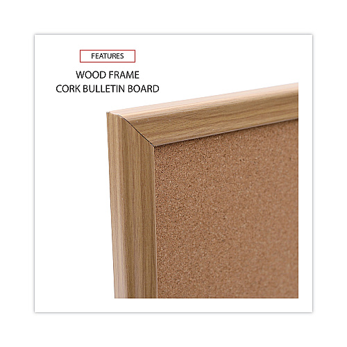 Universal Cork Board with Oak Style Frame, 24 x 18, Tan Surface (UNV43602)