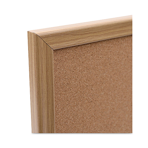 Universal Cork Board with Oak Style Frame, 24 x 18, Tan Surface (UNV43602)