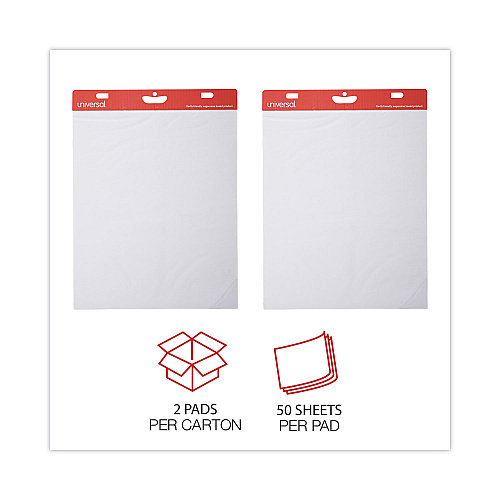Universal Renewable Resource Sugarcane Based Easel Pads, Unruled, 27 x 34, White, 50 Sheets, 2/Carton (UNV45600)