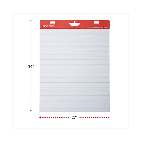 Universal Renewable Resource Sugarcane Based Easel Pads, Presentation Format (1" Rule), 27 x 34, White, 50 Sheets, 2/Carton (UNV45602)