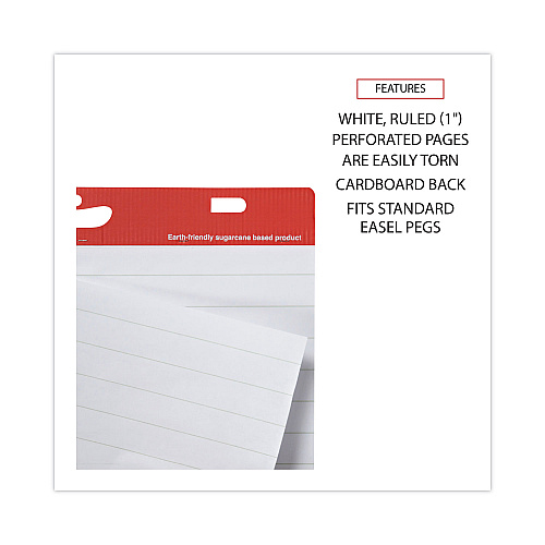 Universal Renewable Resource Sugarcane Based Easel Pads, Presentation Format (1" Rule), 27 x 34, White, 50 Sheets, 2/Carton (UNV45602)