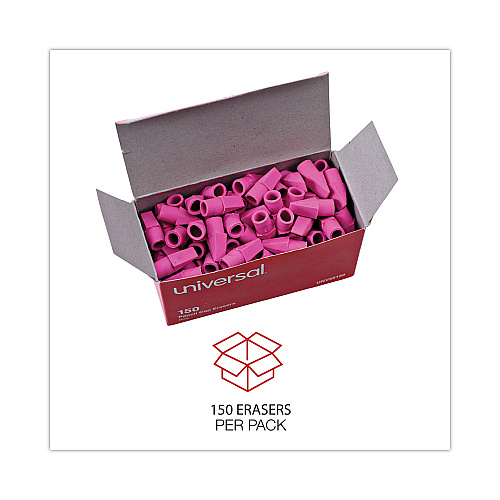 Universal Pencil Cap Erasers, For Pencil Marks, Pink, 150/Pack (UNV55150)