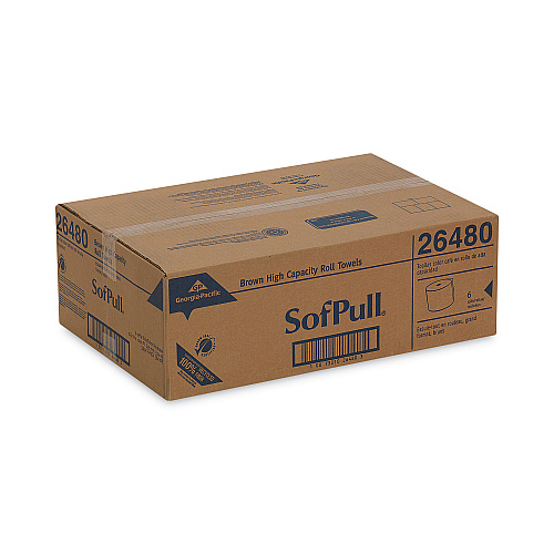Georgia Pacific Professional Hardwound Roll Paper Towel, Nonperforated, 1-Ply, 7.87" x 1,000 ft, Brown, 6 Rolls/Carton (26480)