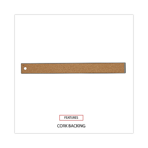 Universal Stainless Steel Ruler with Cork Back and Hanging Hole, Standard/Metric, 12" Long (UNV59023)