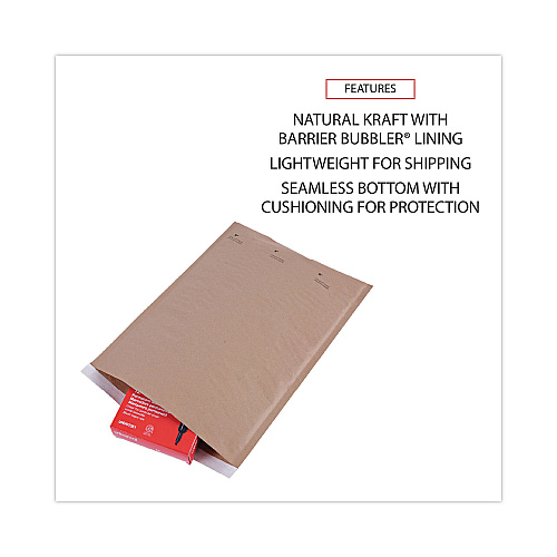 Universal Natural Self-Seal Cushioned Mailer, #5, Barrier Bubble Air Cell Cushion, Self-Adhesive Closure, 10.5 x 16, Kraft, 80/Carton (UNV62264)