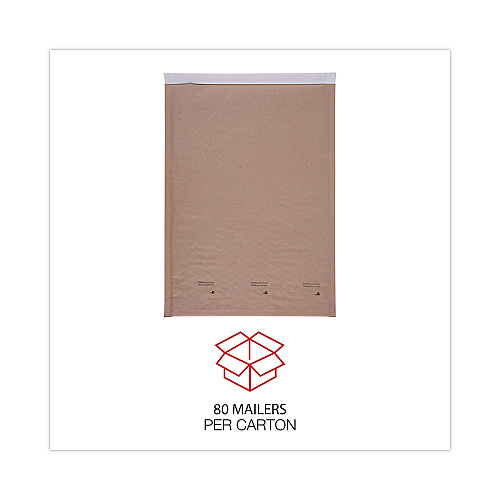 Universal Natural Self-Seal Cushioned Mailer, #5, Barrier Bubble Air Cell Cushion, Self-Adhesive Closure, 10.5 x 16, Kraft, 80/Carton (UNV62264)