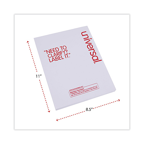 Universal Copier Mailing Labels, Copiers, 8.5 x 11, White, 100/Box (UNV90108)