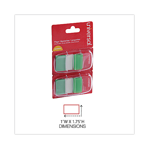 Universal Page Flags, Green, 50 Flags/Dispenser, 2 Dispensers/Pack (UNV99003)