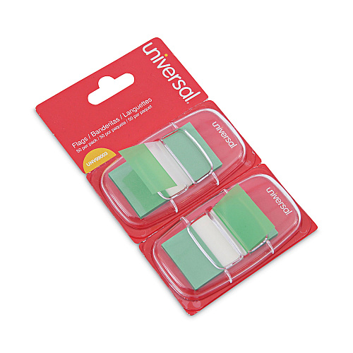 Universal Page Flags, Green, 50 Flags/Dispenser, 2 Dispensers/Pack (UNV99003)