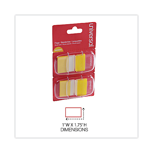 Universal Page Flags, Yellow, 50 Flags/Dispenser, 2 Dispensers/Pack (UNV99006)