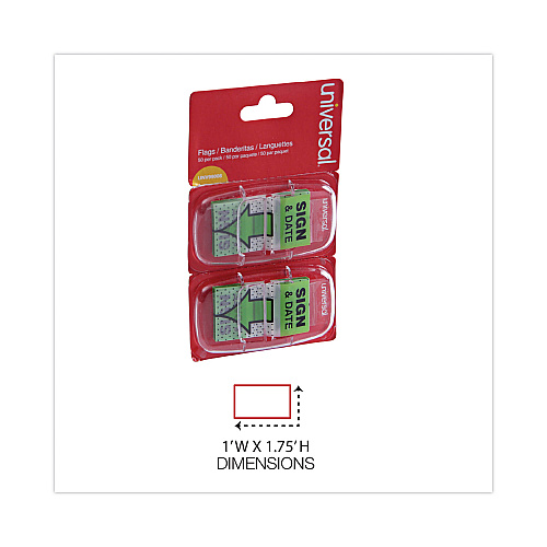 Universal Deluxe Message Arrow Flags, "Sign and Date", Green, 100/Pack (UNV99008)