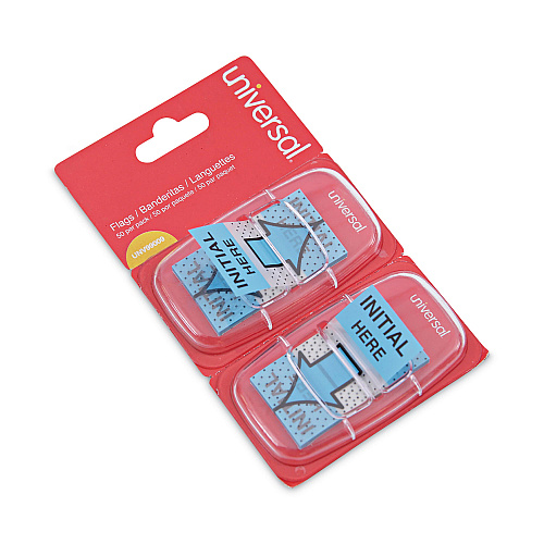 Universal Deluxe Message Arrow Flags, "Initial Here", Blue, 100/Pack (UNV99009)