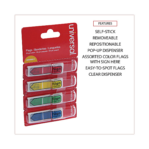 Universal Deluxe Message Arrow Flags, "Sign Here", Assorted Colors, 120/Pack (UNV99011)