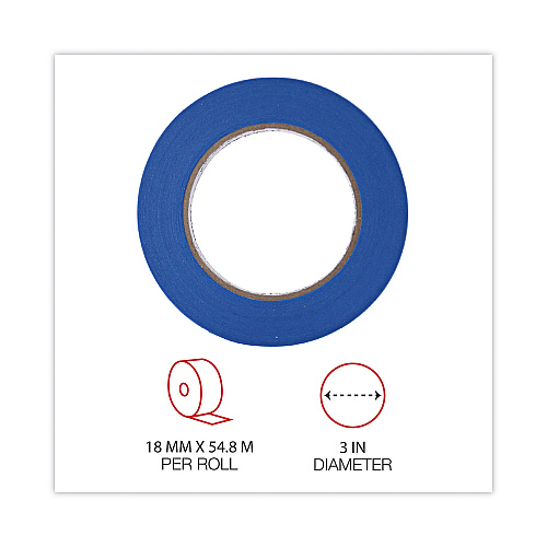 Universal Premium Blue Masking Tape with UV Resistance, 3" Core, 18 mm x 54.8 m, Blue, 2/Pack (UNVPT14019)