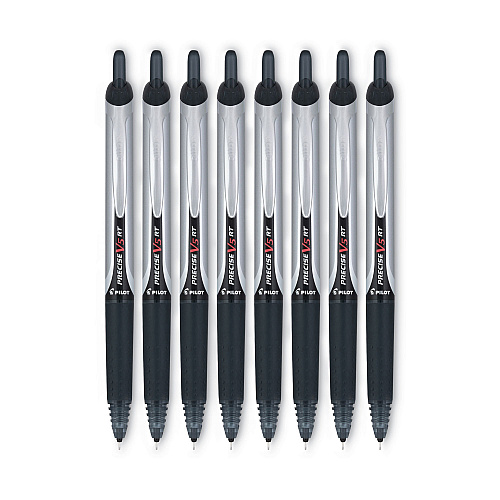 Pilot Precise V5RT Roller Ball Pen, Retractable, Extra-Fine 0.5 mm, Black Ink, Black Barrel (26062)