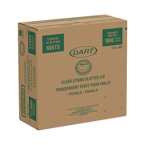 Dart Plastic Cold Cup Lids, Fits 12 oz to 14 oz Cups, Clear, 1,000/Carton (695TS)