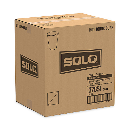 SOLO Paper Hot Drink Cups in Bistro Design, 8 oz, Maroon, 50/Pack (378SIPK)