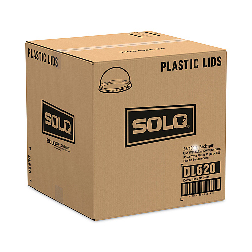 SOLO Dome-Top Cold Cup Lids, Fits 2.5 oz to 9 oz Containers, Clear, Plastic, 2,500/Carton (DL620)