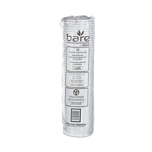SOLO Bare Eco-Forward RPET Deli Container Lids, ProPlanet Seal, Recessed Lid, Fits 8 oz, Clear, Plastic, 50/Pack, 10 Packs/Carton (LG8R)