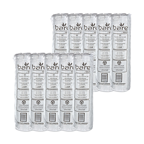 SOLO Bare Eco-Forward RPET Deli Container Lids, ProPlanet Seal, Recessed Lid, Fits 8 oz, Clear, Plastic, 50/Pack, 10 Packs/Carton (LG8R)