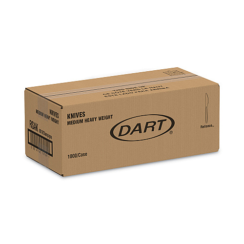 SOLO Medium Weight Polystyrene Knives, Plastic, Champagne, 1,000/Carton (RSAK)