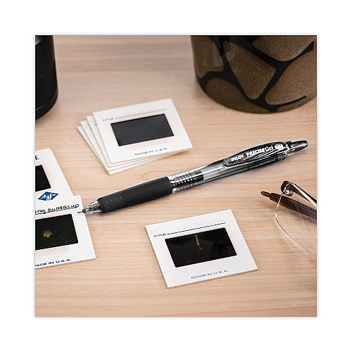 Pilot Precise Gel BeGreen Gel Pen, Retractable, Fine 0.7 mm, Black Ink, Smoke Barrel, Dozen (15001)