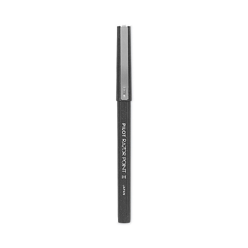 Pilot Razor Point II Super Fine Line Porous Point Pen, Stick, Ultra-Fine 0.2 mm, Black Ink, Black Barrel, Dozen (11009)