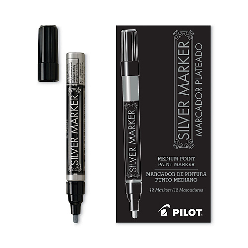 Pilot Creative Art and Crafts Marker, Medium Brush Tip, Silver (41800)