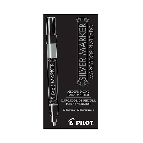 Pilot Creative Art and Crafts Marker, Medium Brush Tip, Silver (41800)