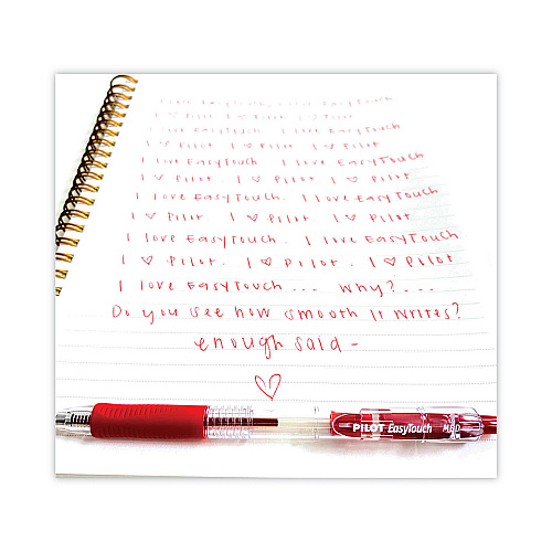 Pilot EasyTouch Ballpoint Pen, Retractable, Fine 0.7 mm, Red Ink, Clear Barrel, Dozen (32212)