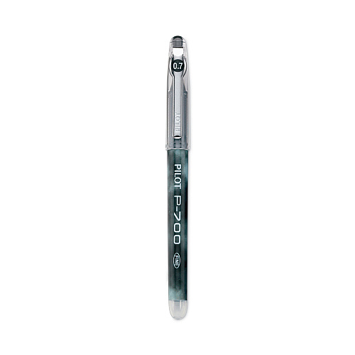 Pilot Precise P-700 Gel Pen, Stick, Fine 0.7 mm, Black Ink, Black Barrel, Dozen (38610)