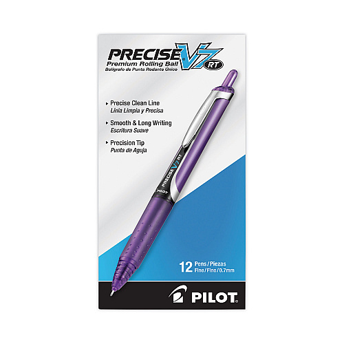 Pilot Precise V7RT Roller Ball Pen, Retractable, Fine 0.7 mm, Purple Ink, Purple Barrel (26071)