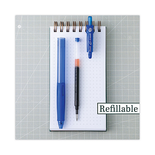 Pilot G-Knock BeGreen Gel Pen, Retractable, Fine 0.7 mm, Blue Ink, Translucent Blue/Blue Barrel, Dozen (31507)