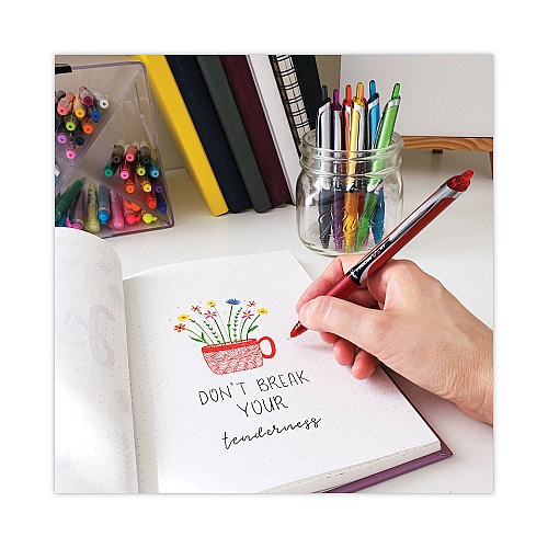 Pilot Precise V5RT Roller Ball Pen, Retractable, Extra-Fine 0.5 mm, Red Ink, Red Barrel (26064)