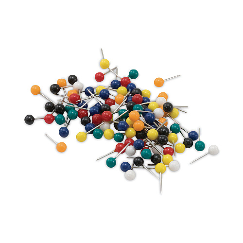 Advantus Map Tacks, Plastic, Assorted, 0.38", 100/Box (MTA)