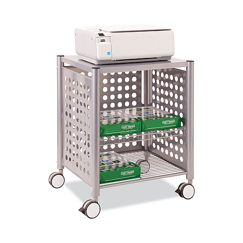 Vertiflex File Cart with Open Top, Metal, 1 Shelf, 2 Bins, 28.25" x 13.75" x 27.38", Matte Gray (VF52000)