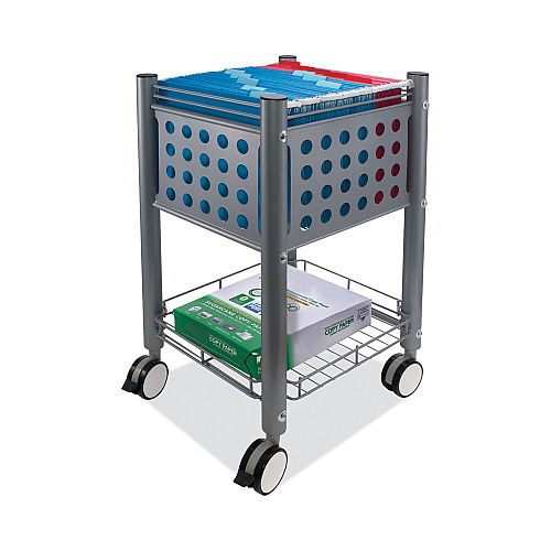 Vertiflex Sidekick File Cart, Metal, 1 Shelf, 1 Bin, 13.75" x 15.5" x 26.25", Matte Gray (VF52002)