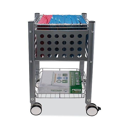 Vertiflex Sidekick File Cart, Metal, 1 Shelf, 1 Bin, 13.75" x 15.5" x 26.25", Matte Gray (VF52002)