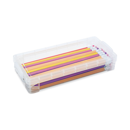 Advantus Super Stacker Pencil Box, Plastic, 8.25 x 3.75 x 1.5, Clear (40309)