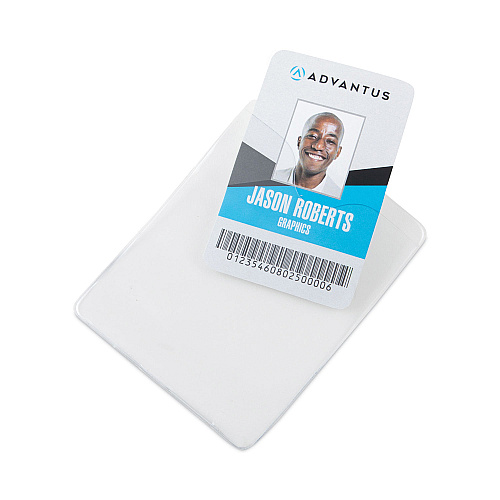 Advantus ID Badge Holders with Clip, Vertical, Clear 3.38" x 4.25" Holder, 3.13" x 3.75" Insert, 50/Pack (75457)